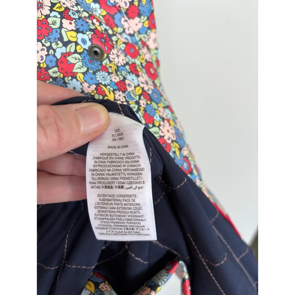 Boden Floral Hooded Raincoat Multi Color Ditsy Flower Quilted Lining Jacket US 8 - Picture 6 of 11